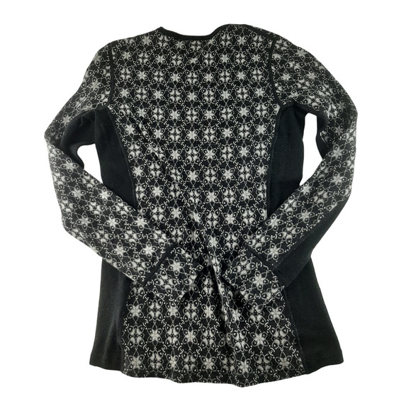 Naturwool Eizniz Women's Black Fair Isle Extra Fine Merino Wool Sweater Top S - Picture 5 of 13